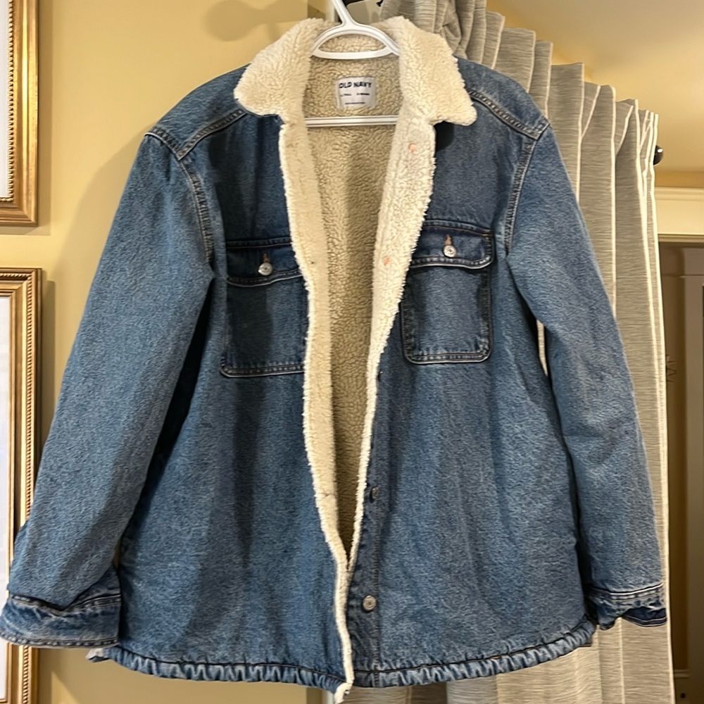 Old Navy Sherpa Jean Jacket size L TALL